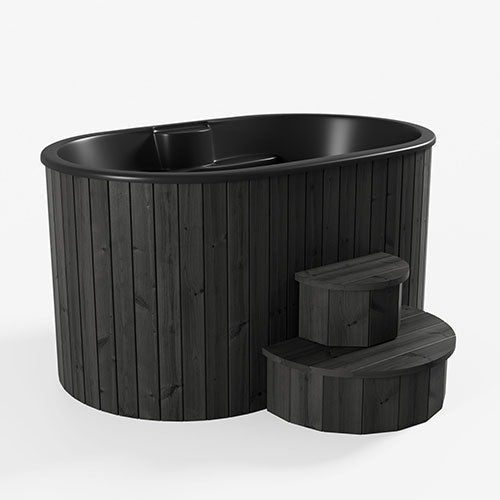 SaunaLife Model S2B – 2‑Person Hot & Cold Immersion Tub (Black Thermo‑Pine)