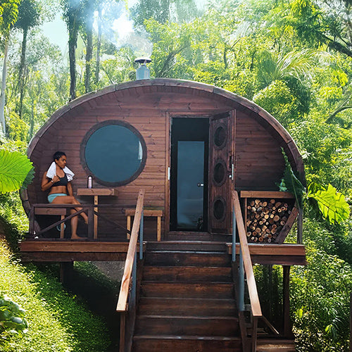 SaunaLife Model G11 Garden-Series Outdoor Home Sauna – 2-Room Layout for Up to 8 People