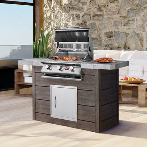 Cal Flame Kona Q 601 BBQ Island Kitchen – Premium Stainless Steel Outdoor Kitchen with P4 Grill and Optional Refrigerator-Cal Flame-InHouse Wellness
