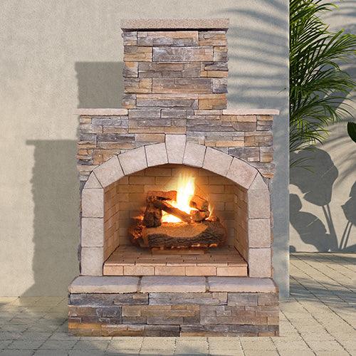 Cal Flame Outdoor Fireplace – Elegant Porcelain Tile Top and Ameristone Stucco Base for Durable Outdoor Entertainment-Cal Flame-InHouse Wellness