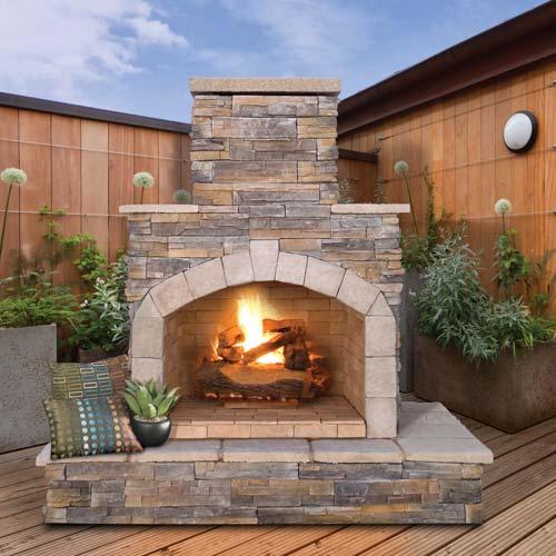 Cal Flame Outdoor Fireplace – Elegant Porcelain Tile Top and Ameristone Stucco Base for Durable Outdoor Entertainment-Cal Flame-InHouse Wellness
