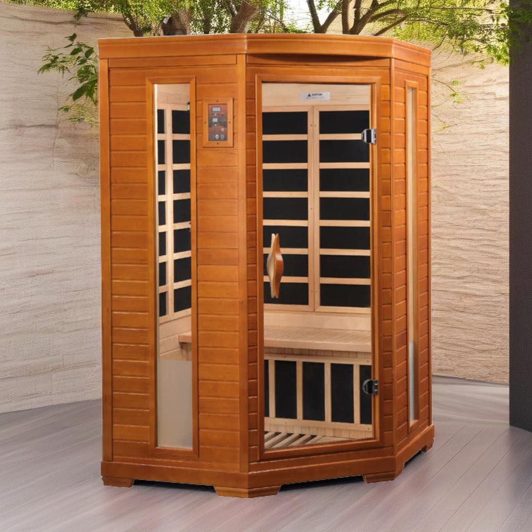 Dynamic Heming Elite 2-Person Corner Ultra Low EMF FAR Infrared Sauna – Canadian Hemlock-Dynamic Saunas-InHouse Wellness