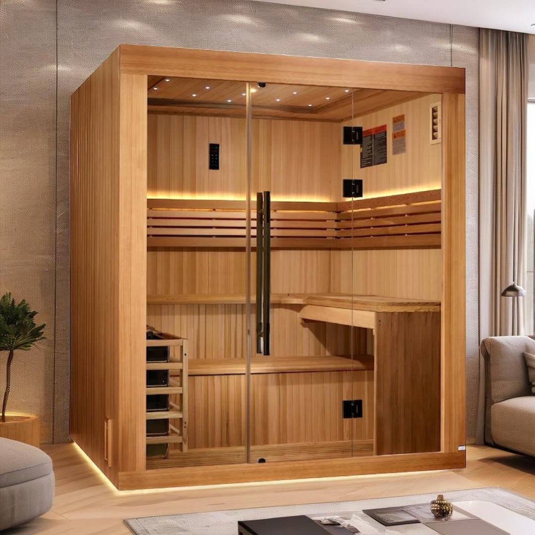 Golden Designs 2025 "Osla Edition" 6-Person Traditional Sauna – Canadian Red Cedar & Pacific Premium Clear Cedar-Golden Designs Inc-InHouse Wellness