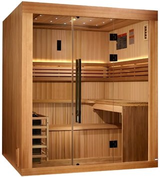 Golden Designs 2025 "Osla Edition" 6-Person Traditional Sauna – Canadian Red Cedar & Pacific Premium Clear Cedar-Golden Designs Inc-InHouse Wellness