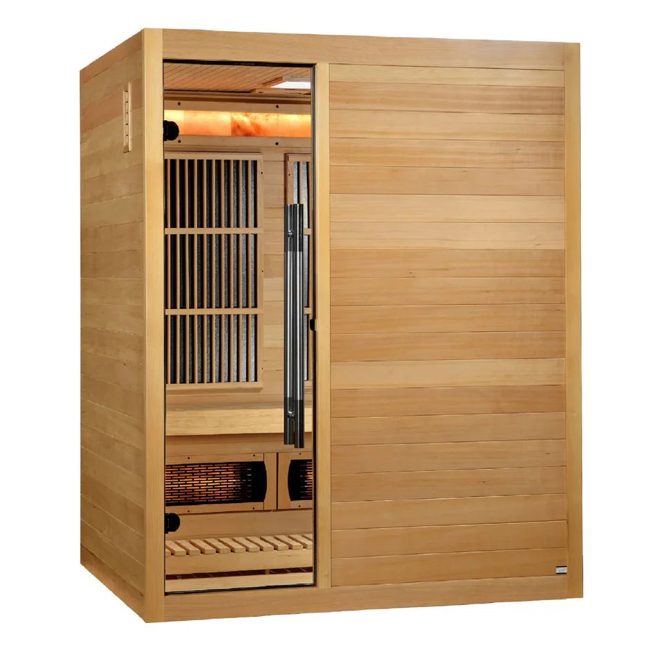 Golden Designs 2025 Soria 3-Person Hybrid Sauna – Full Spectrum Infrared & Harvia Stove-Golden Designs Inc-InHouse Wellness