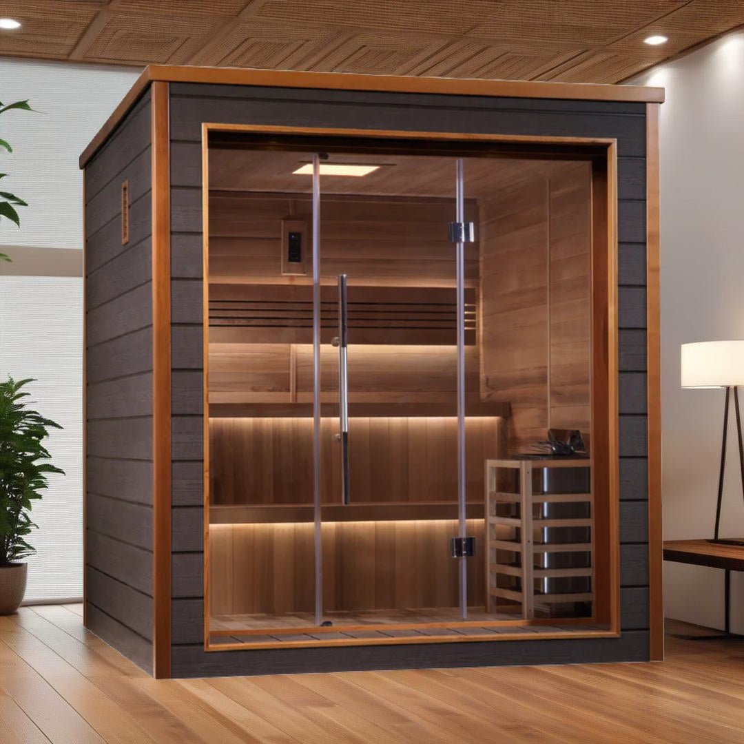 Golden Designs Bergen 6-Person Outdoor-Indoor Traditional Sauna-Golden Designs Inc-InHouse Wellness