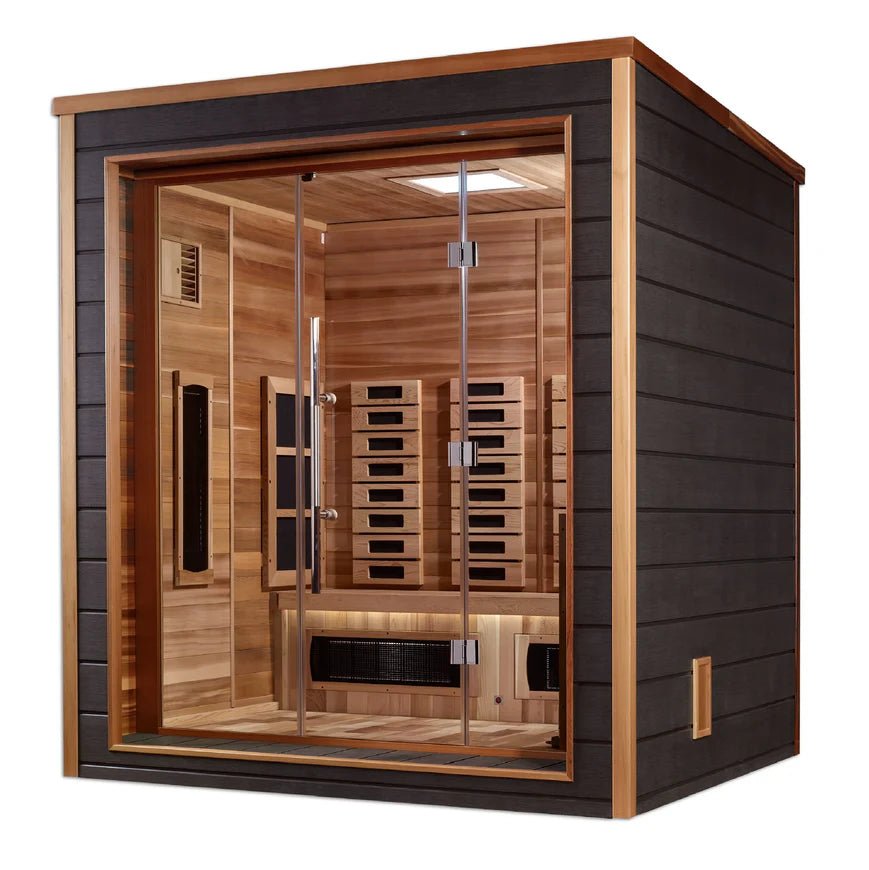Golden Designs Drammen 3-Person Outdoor Traditional Sauna - Canadian Red Cedar Interior-Golden Designs Inc-InHouse Wellness