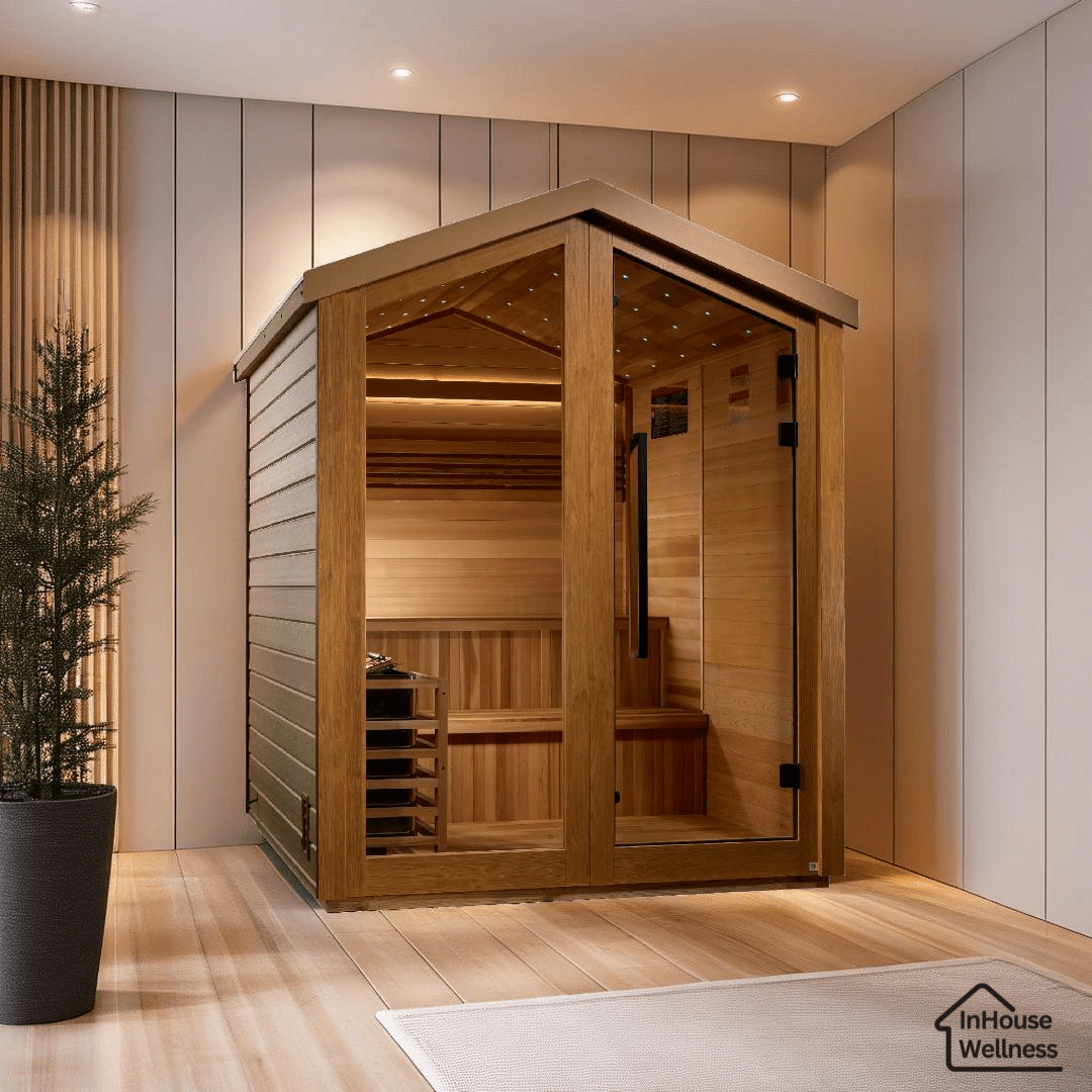 Golden Designs Kaarina 6-Person Outdoor Traditional Sauna - Canadian Red Cedar Interior-Golden Designs Inc-InHouse Wellness