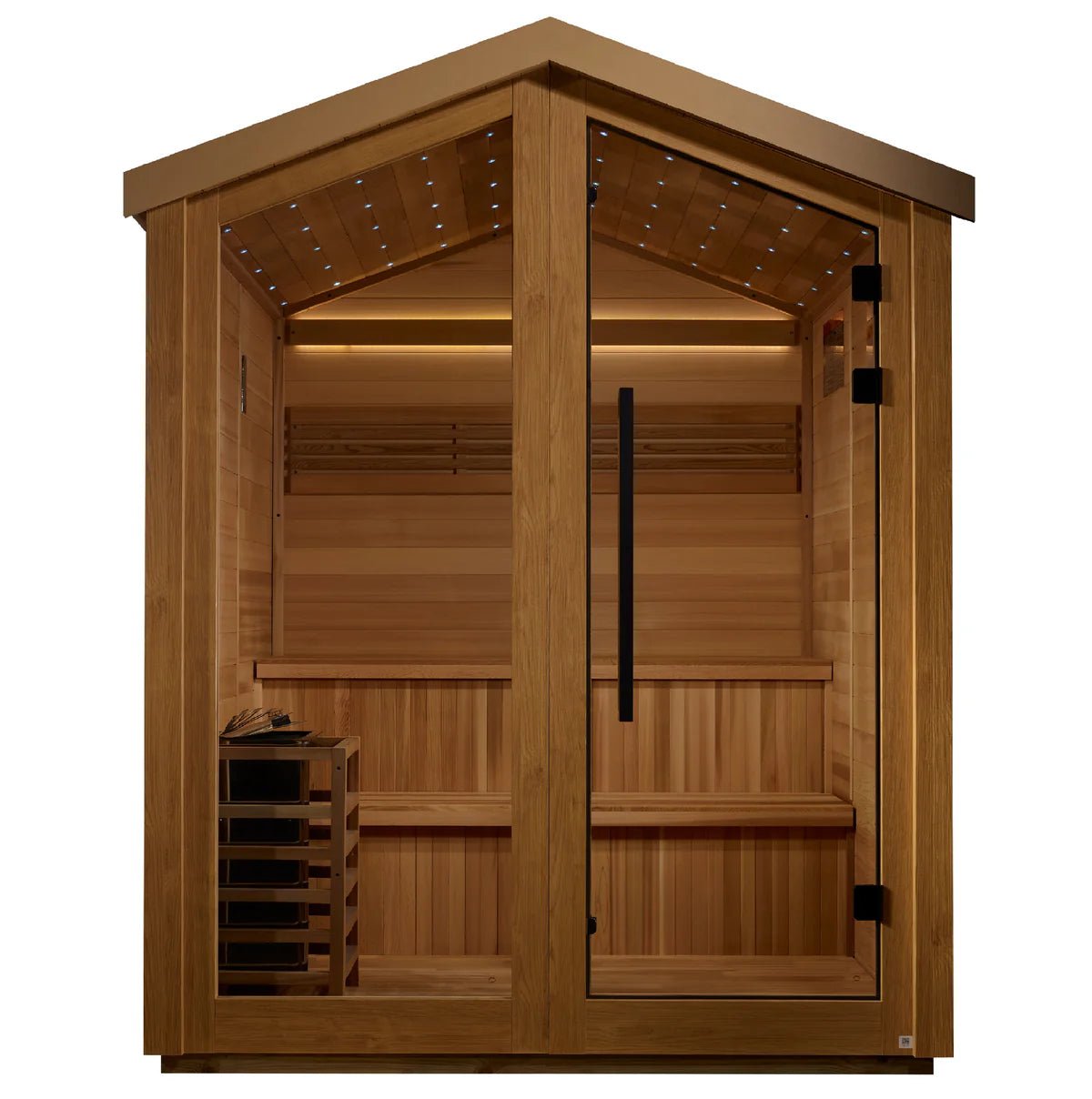 Golden Designs Kaarina 6-Person Outdoor Traditional Sauna - Canadian Red Cedar Interior-Golden Designs Inc-InHouse Wellness