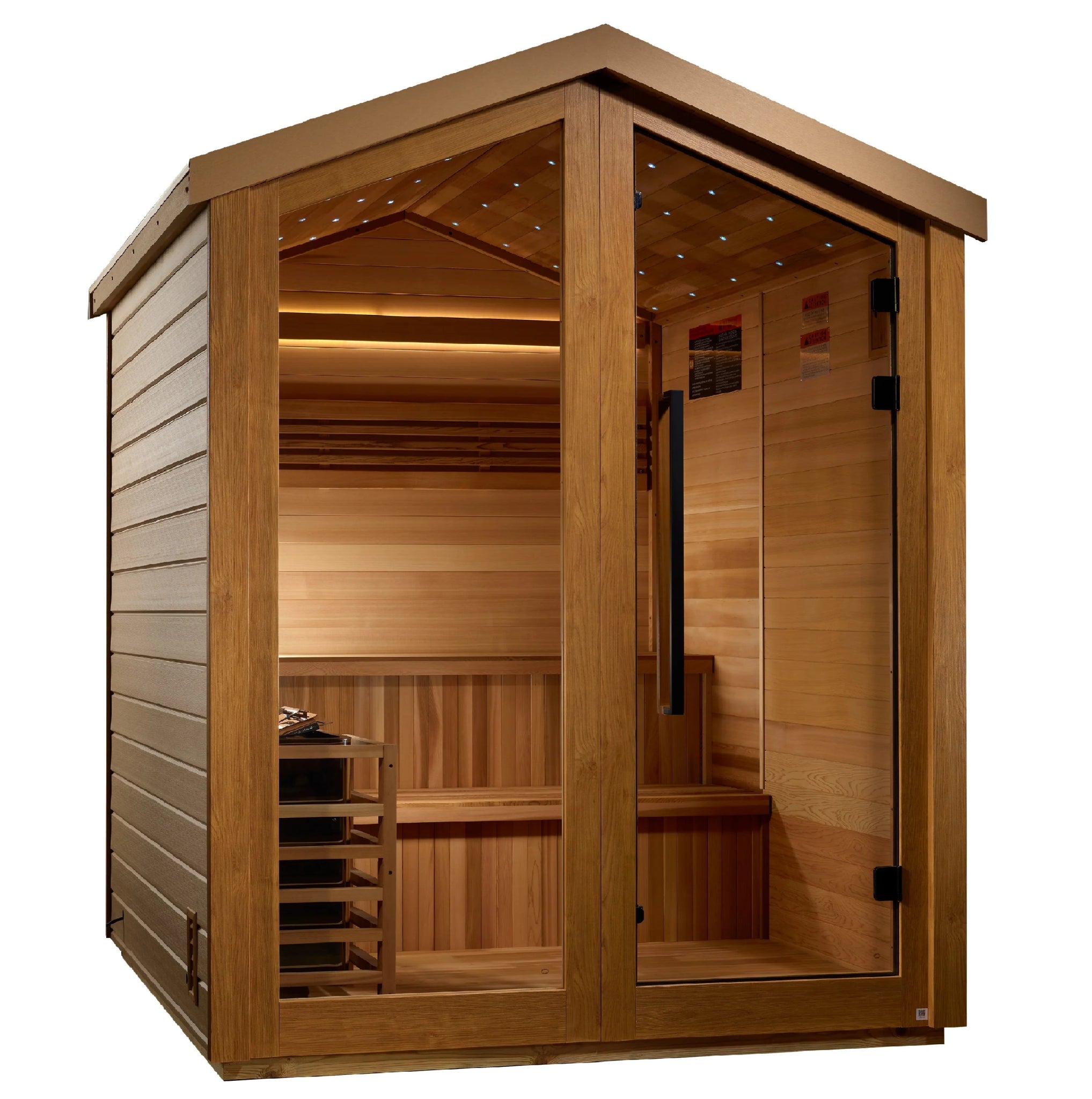 Golden Designs Kaarina 6-Person Outdoor Traditional Sauna - Canadian Red Cedar Interior-Golden Designs Inc-InHouse Wellness