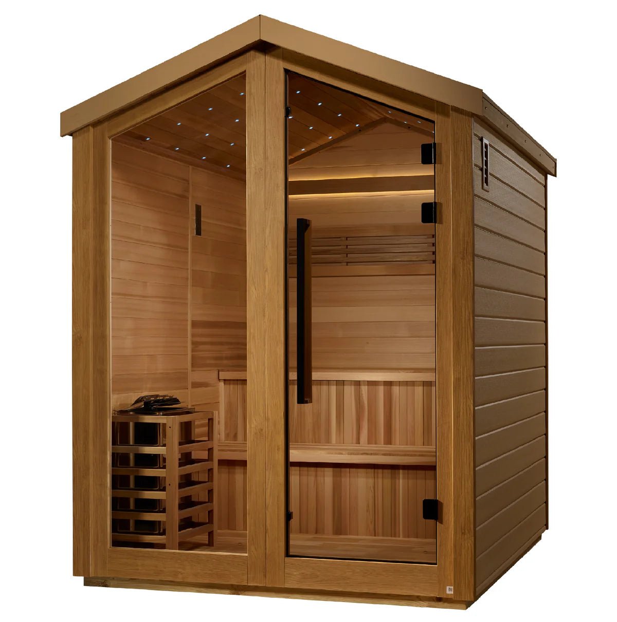 Golden Designs Kaarina 6-Person Outdoor Traditional Sauna - Canadian Red Cedar Interior-Golden Designs Inc-InHouse Wellness