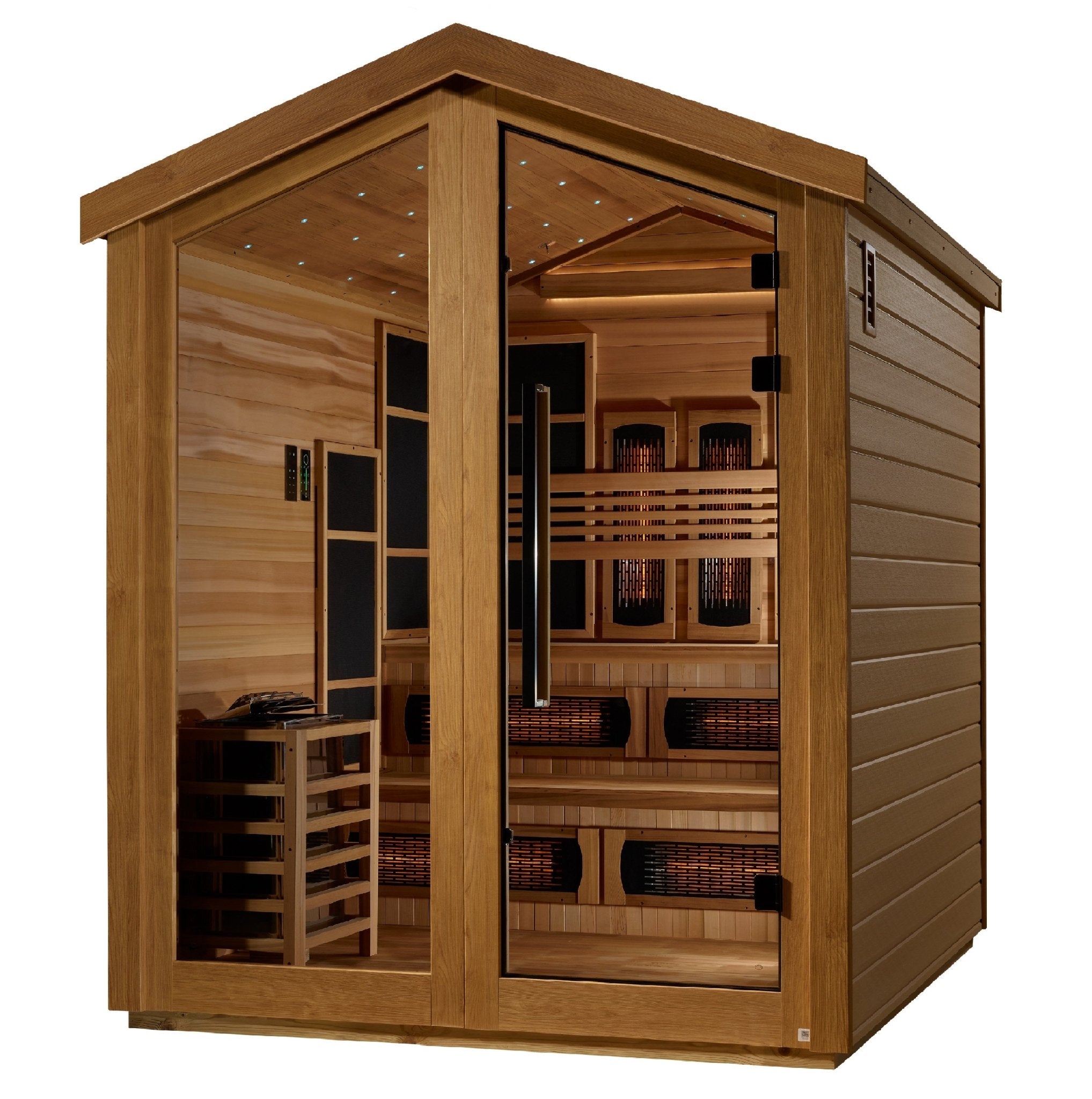 Golden Designs Kaskinen 6-Person Hybrid Outdoor Sauna – Canadian Red Cedar Interior-Golden Designs Inc-InHouse Wellness
