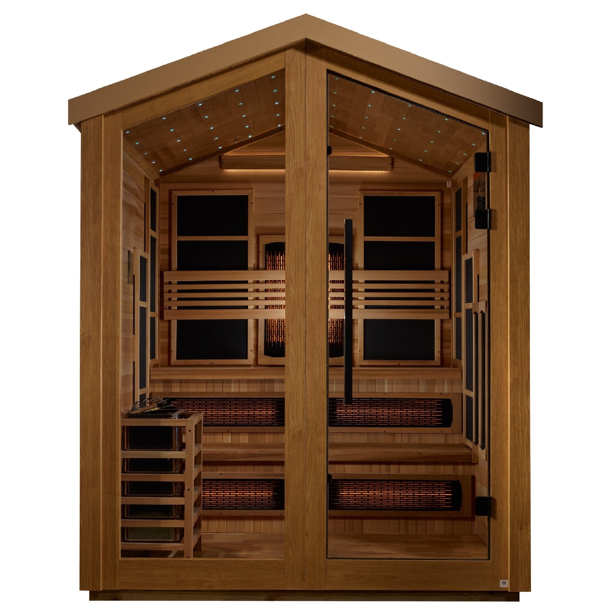 Golden Designs Kaskinen 6-Person Hybrid Outdoor Sauna – Canadian Red Cedar Interior-Golden Designs Inc-InHouse Wellness