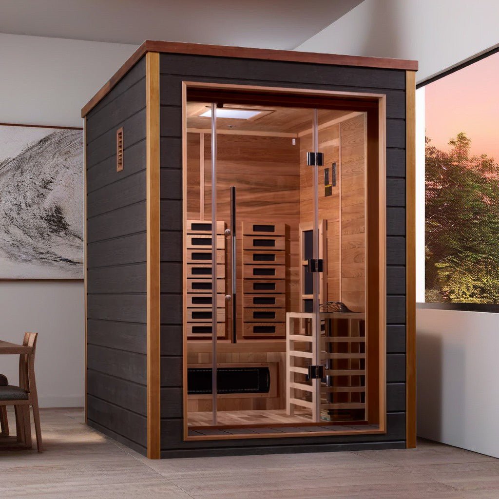 Golden Designs Nora 2-Person Outdoor Hybrid Sauna – Premium Canadian Hemlock Wood Construction with Carbon Heating Panels-Golden Designs Inc-InHouse Wellness