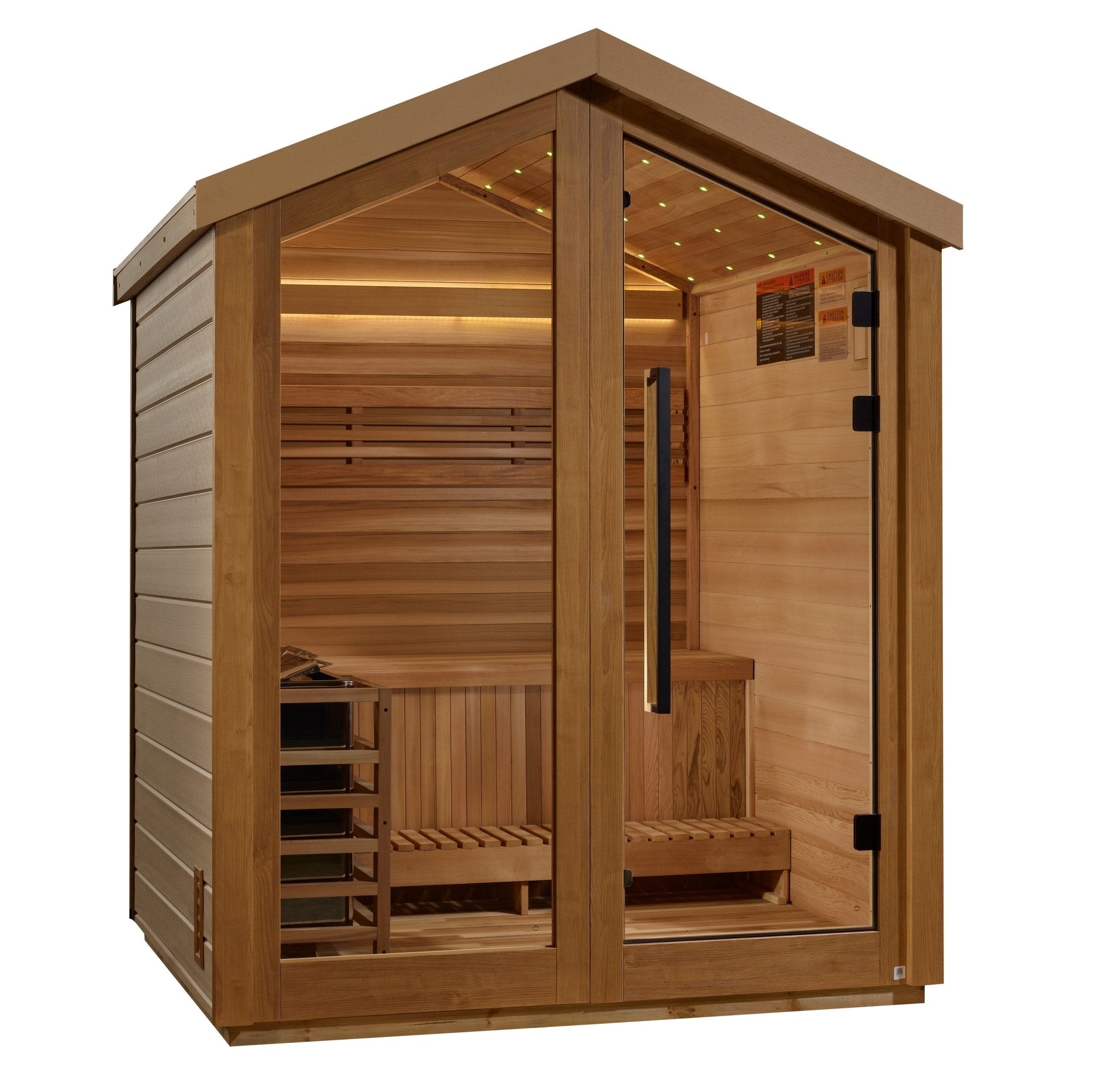 Golden Designs Savonlinna 3-Person Outdoor Traditional Sauna - Canadian Red Cedar Interior-Golden Designs Inc-InHouse Wellness