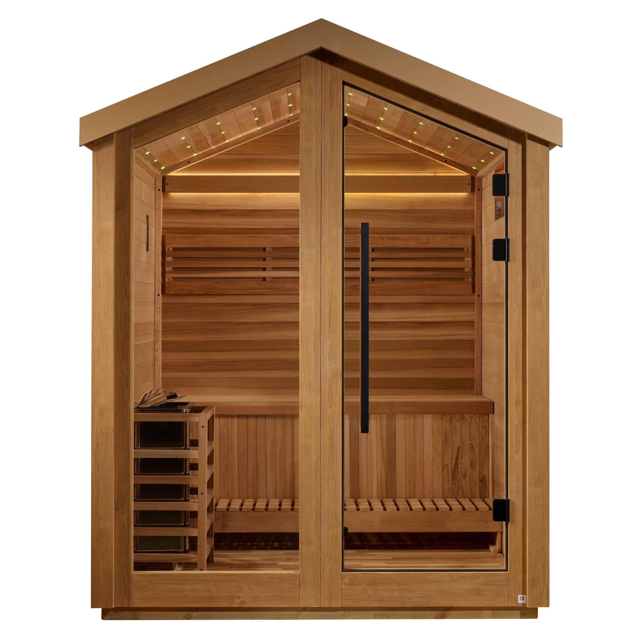 Golden Designs Savonlinna 3-Person Outdoor Traditional Sauna - Canadian Red Cedar Interior-Golden Designs Inc-InHouse Wellness