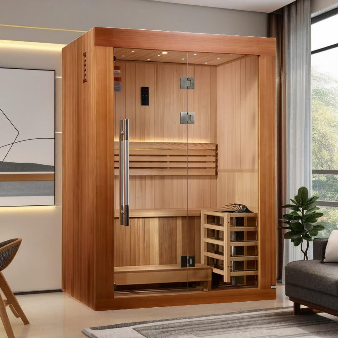 Golden Designs "Sundsvall Edition" 2 Person Traditional Sauna - Canadian Red Cedar Interior and Pacific Premium Clear Cedar Exterior-Golden Designs Inc-InHouse Wellness