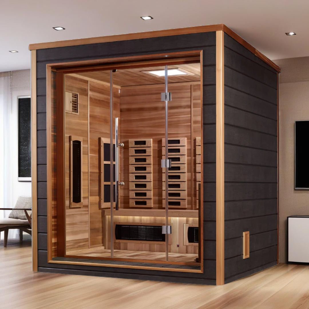 Golden Designs Visby 3 Person Outdoor-Indoor PureTech™ Hybrid Full Spectrum Sauna-Golden Designs Inc-InHouse Wellness