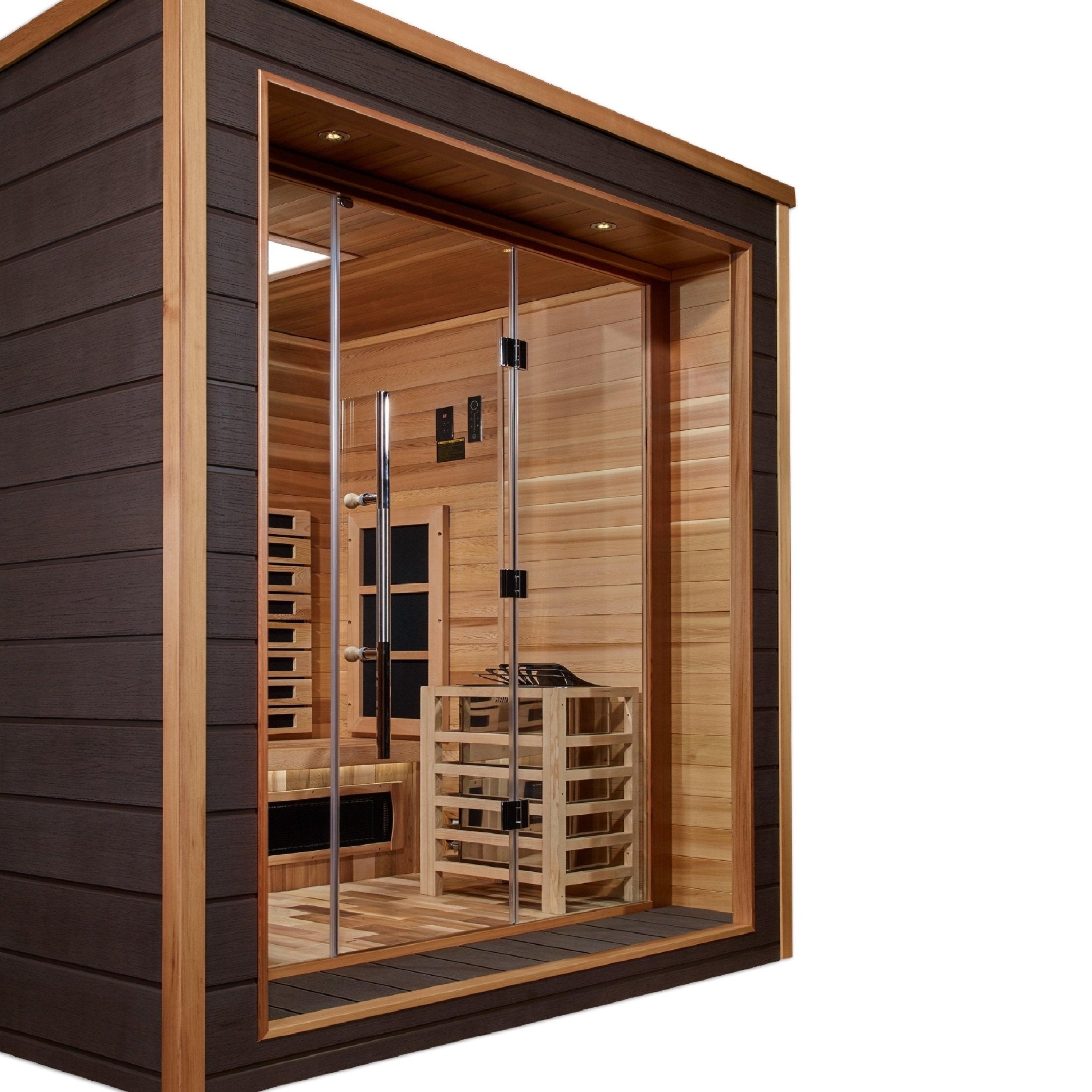 Golden Designs Visby 3 Person Outdoor-Indoor PureTech™ Hybrid Full Spectrum Sauna-Golden Designs Inc-InHouse Wellness
