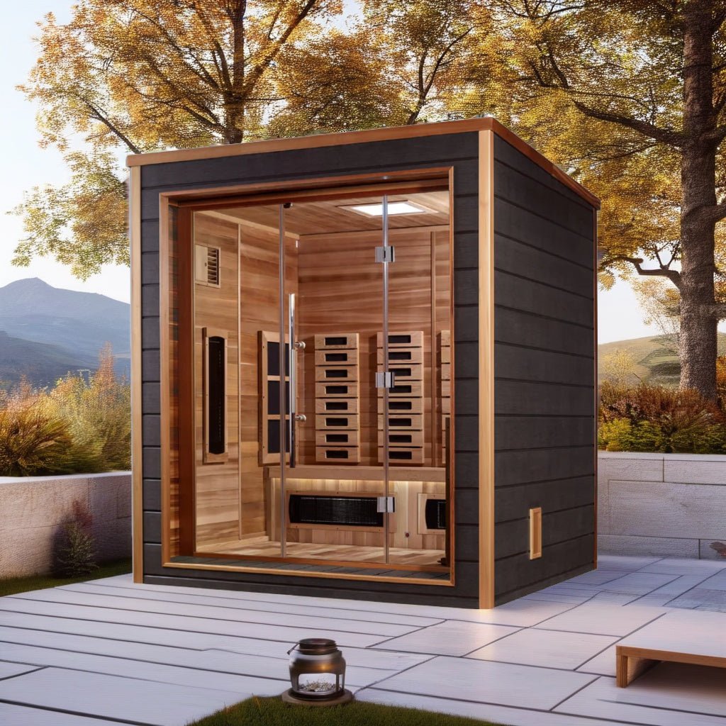 Golden Designs Visby 3 Person Outdoor-Indoor PureTech™ Hybrid Full Spectrum Sauna-Golden Designs Inc-InHouse Wellness