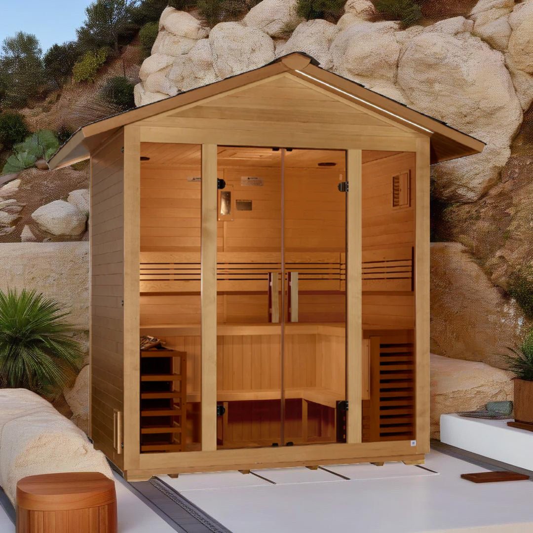 Golden Designs "Vorarlberg" 5-Person Traditional Outdoor Sauna - Canadian Hemlock-Golden Designs Inc-InHouse Wellness