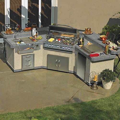 Laguna Q GPV3100 Outdoor Kitchen Island – Premium 5-Burner Convection Grill with Deep Fryer and Side Burners-Cal Flame-InHouse Wellness