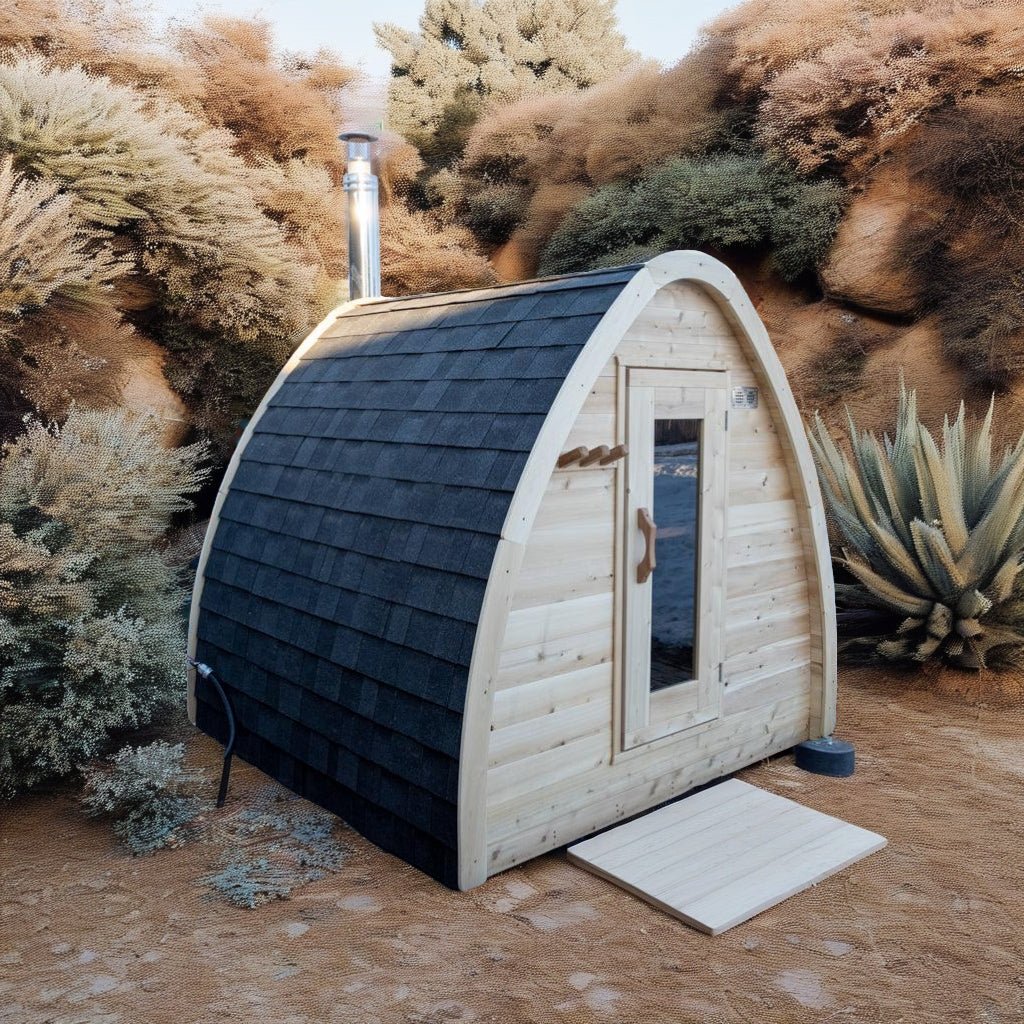 LeisureCraft CT MiniPOD Outdoor Sauna – 3-4 Person Cabin Sauna with Premium Cedar-Dundalk Leisurecraft-InHouse Wellness