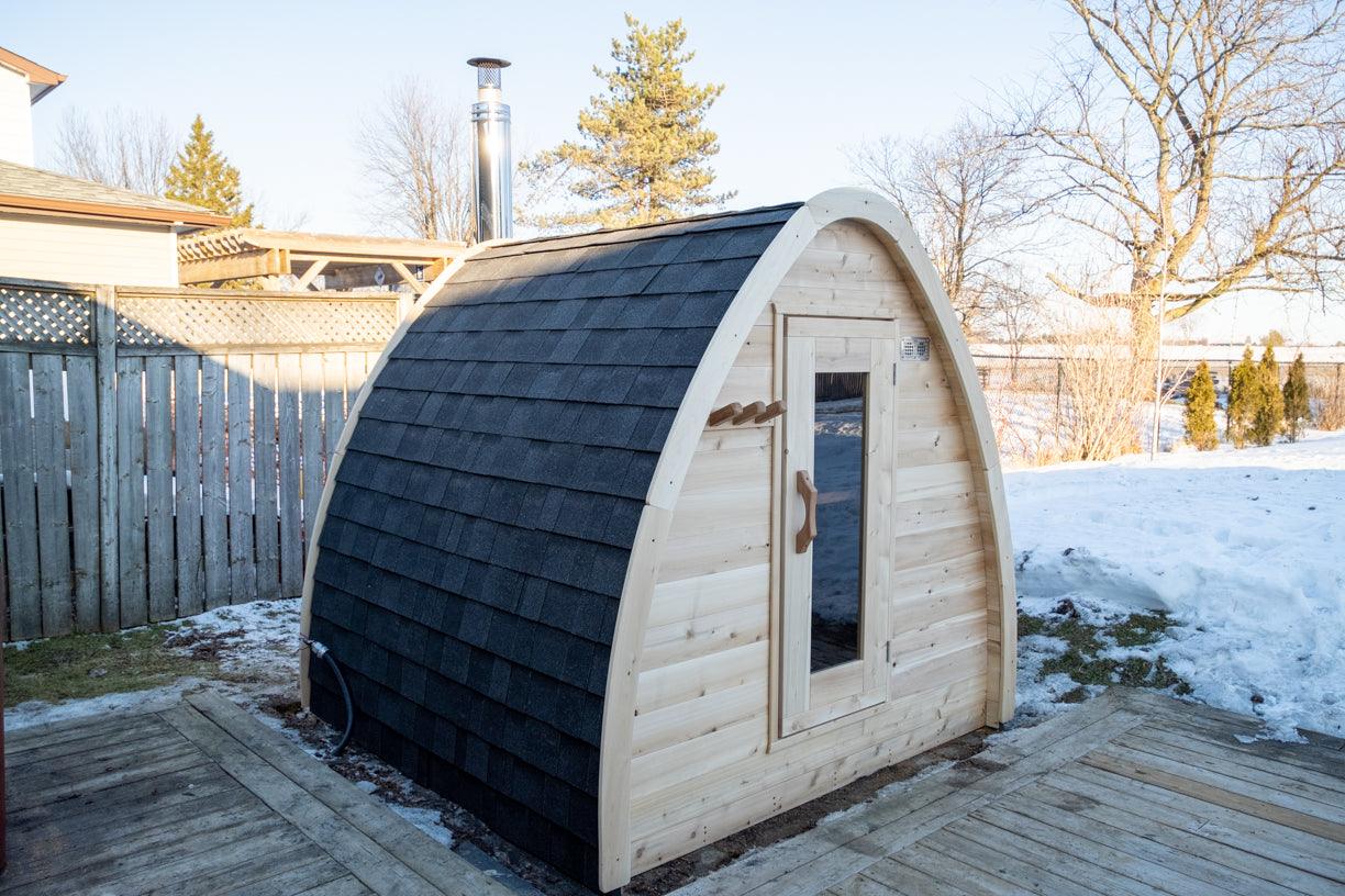 LeisureCraft CT MiniPOD Outdoor Sauna – 3-4 Person Cabin Sauna with Premium Cedar-Dundalk Leisurecraft-InHouse Wellness