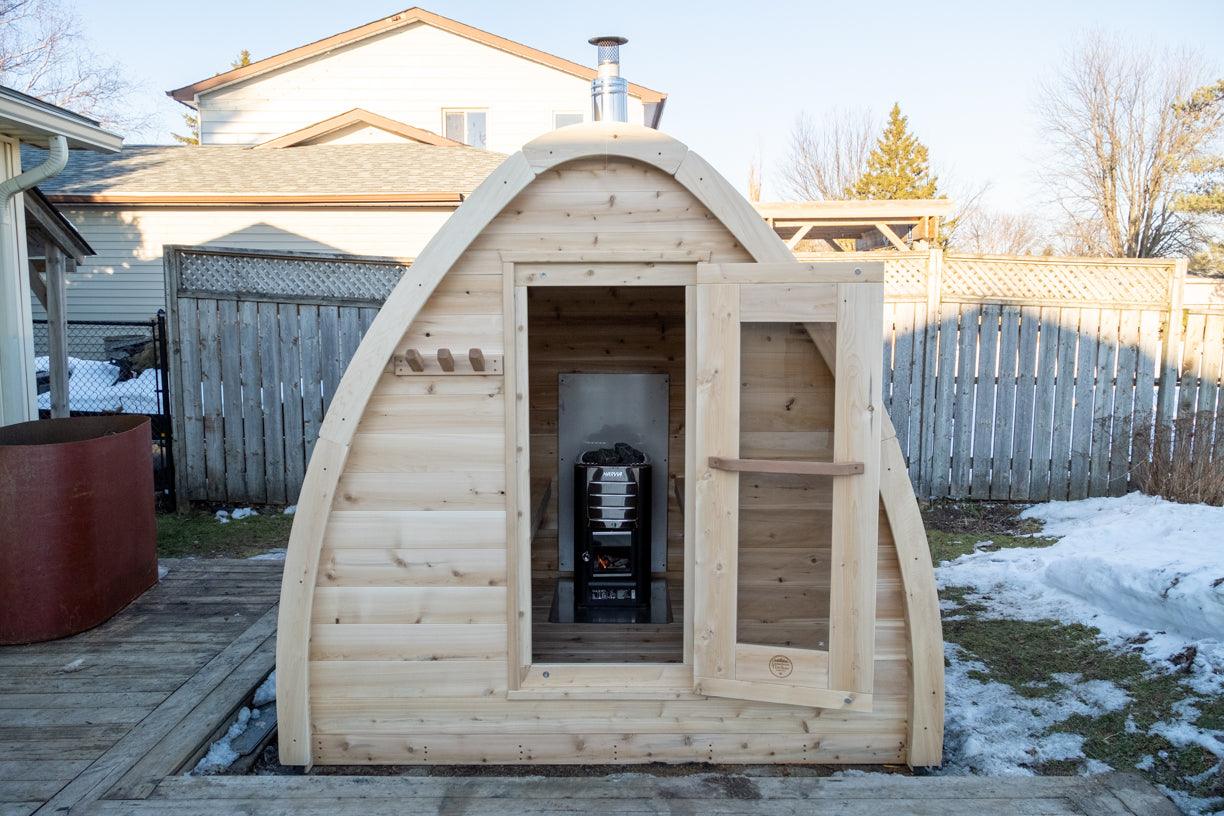 LeisureCraft CT MiniPOD Outdoor Sauna – 3-4 Person Cabin Sauna with Premium Cedar-Dundalk Leisurecraft-InHouse Wellness