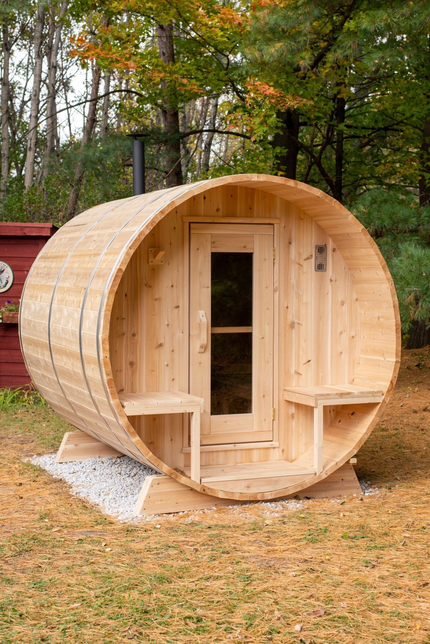 LeisureCraft Serenity Barrel Sauna – Fits 3-4 People-Dundalk Leisurecraft-InHouse Wellness
