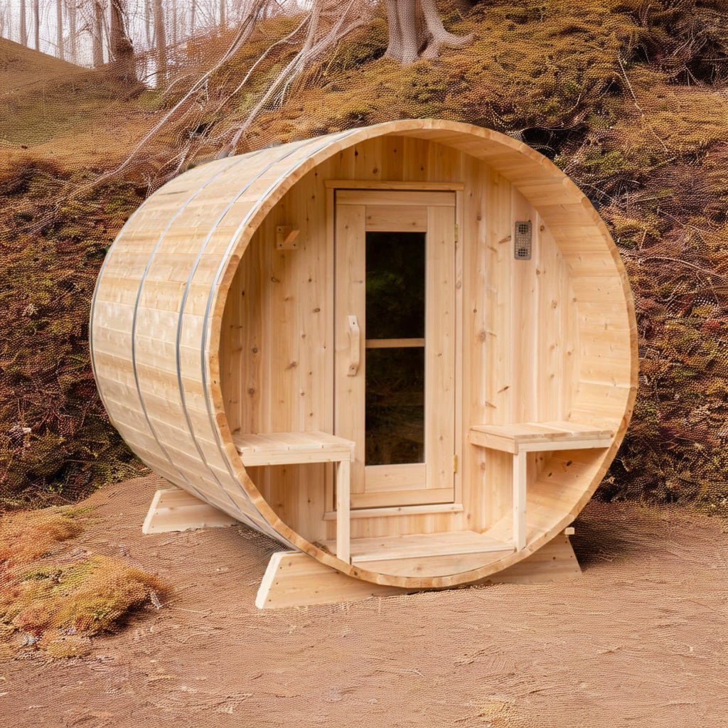 LeisureCraft Tranquility Barrel Sauna for up to 8 People | Premium Canadian Cedar-Dundalk Leisurecraft-InHouse Wellness