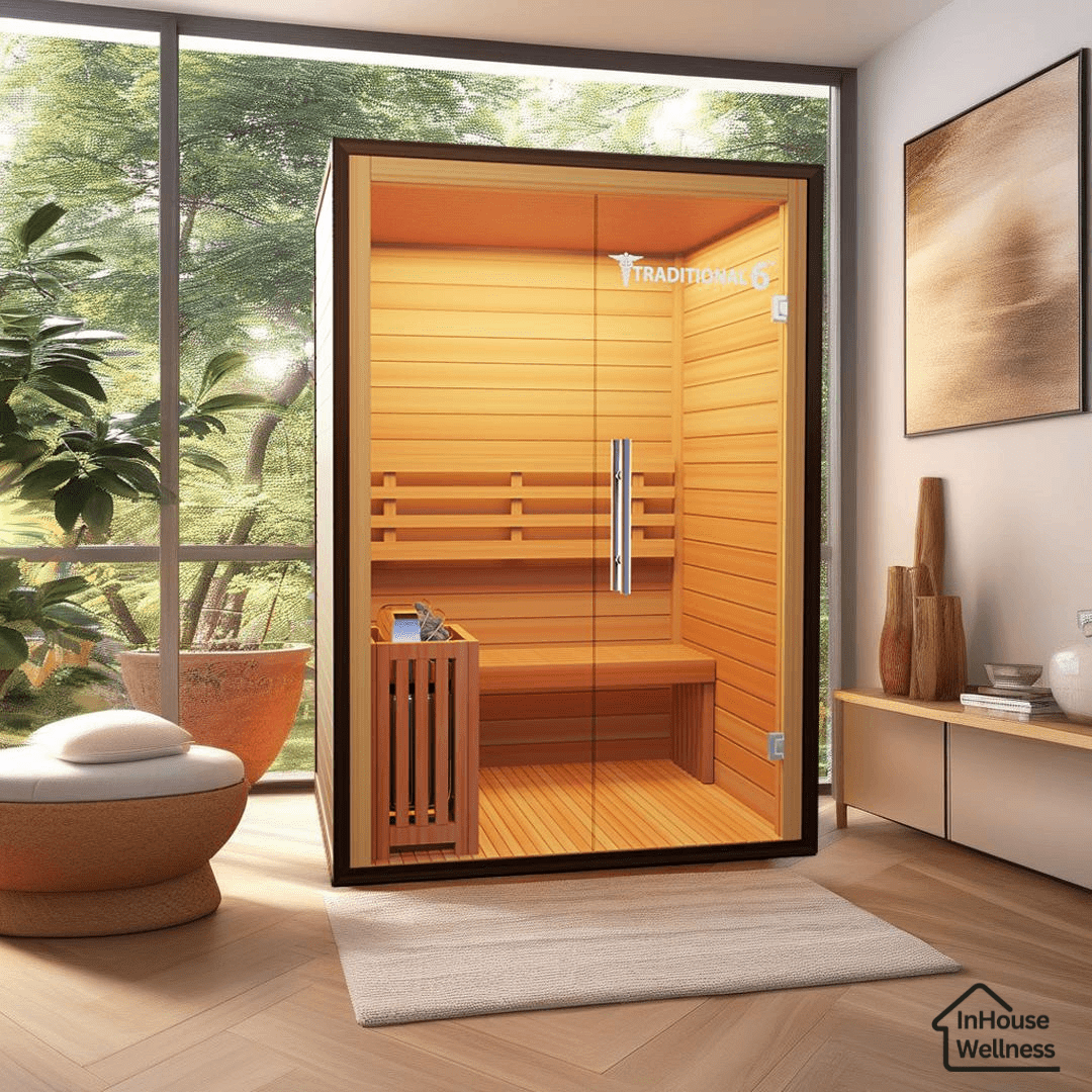 Traditional 6 Steam Sauna - 3 Person Capacity, Canadian Hemlock, Rapid Heating-Medical Saunas-InHouse Wellness