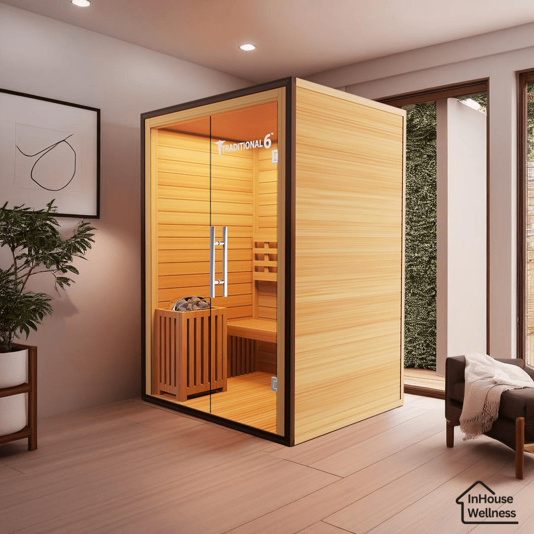 Traditional 6 Steam Sauna - 3 Person Capacity, Canadian Hemlock, Rapid Heating-Medical Saunas-InHouse Wellness
