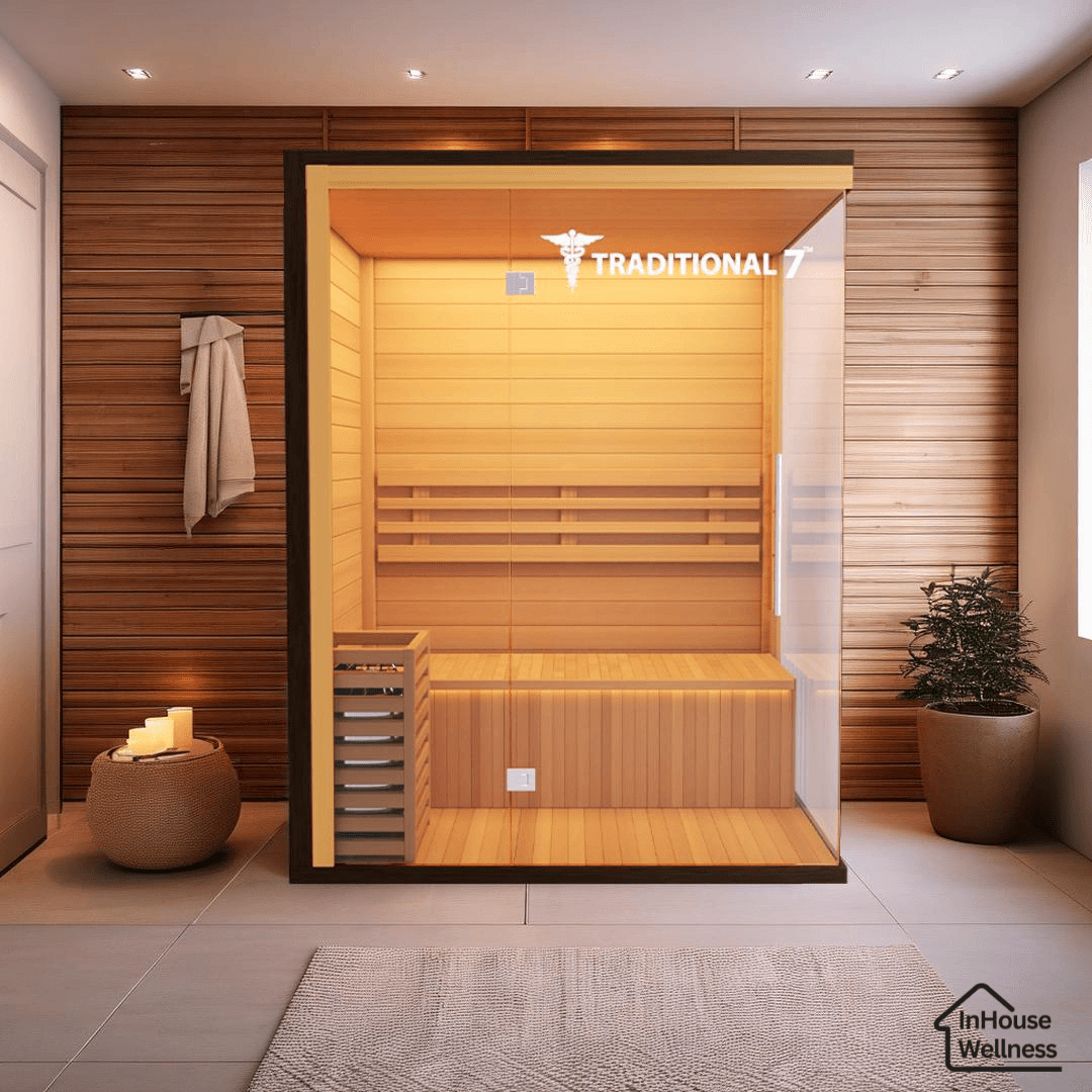 Traditional 7™ Sauna | 4-Person Hemlock Sauna with Rapid Heating & Medical Benefits-Medical Saunas-InHouse Wellness