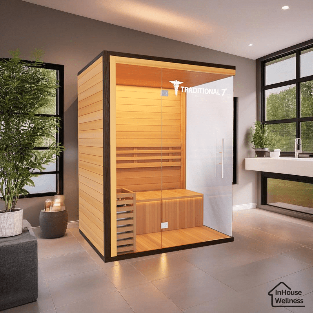 Traditional 7™ Sauna | 4-Person Hemlock Sauna with Rapid Heating & Medical Benefits-Medical Saunas-InHouse Wellness