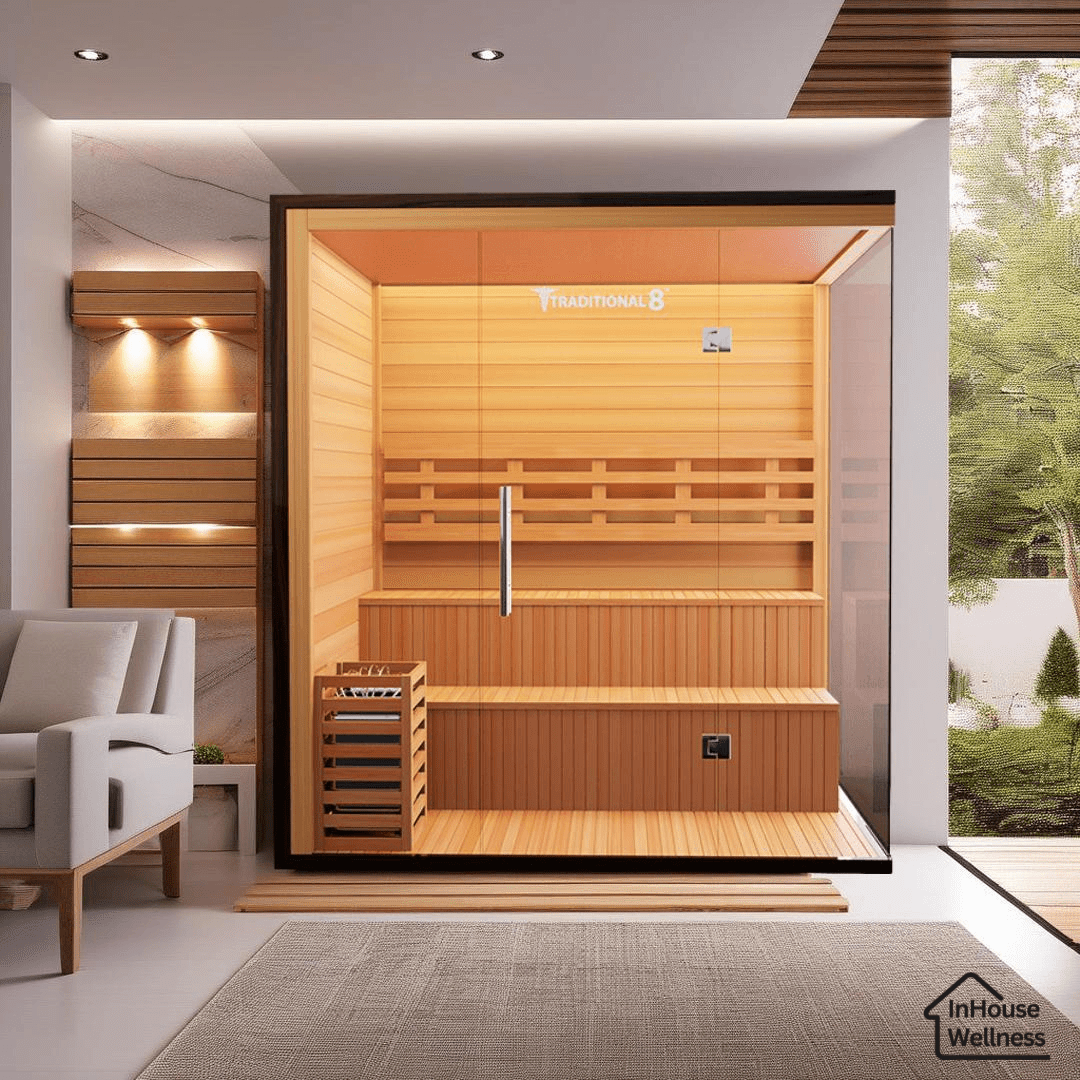 Traditional 8 Plus Steam Sauna - 4-6 Person Luxury Hemlock Sauna-Medical Saunas-InHouse Wellness