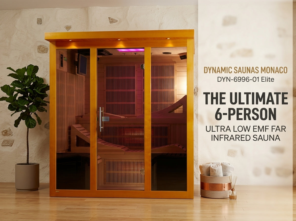 Dynamic Saunas Monaco DYN-6996-01 Elite: The Ultimate 6-Person Ultra Low EMF FAR Infrared Sauna