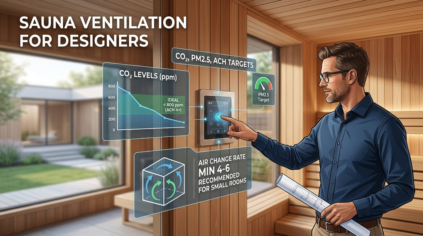 Sauna Ventilation for Designers: Quantitative CO2, PM2.5, and Air Change Targets for Small Residential Rooms