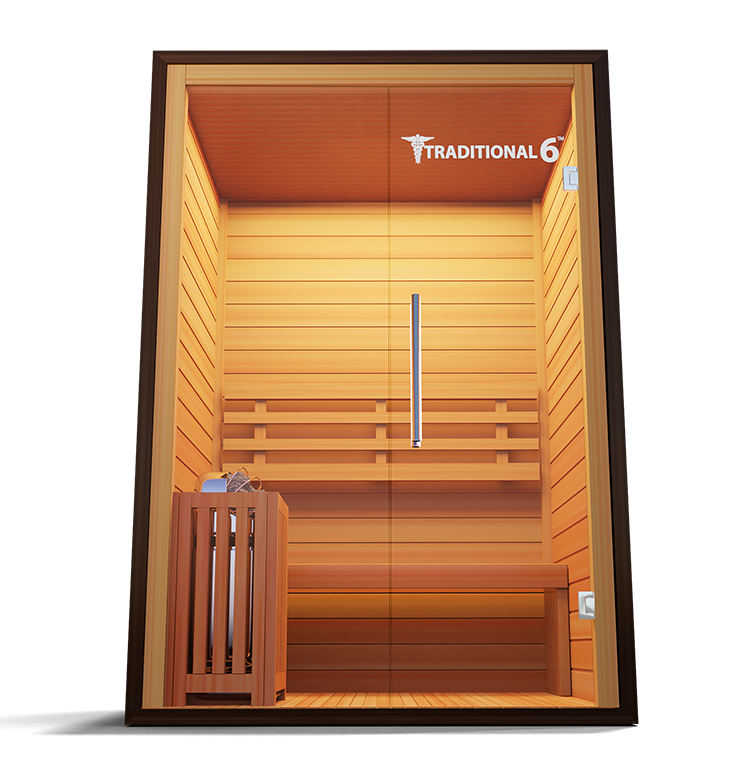 Traditional 6 Steam Sauna - 3 Person Capacity, Canadian Hemlock, Rapid Heating