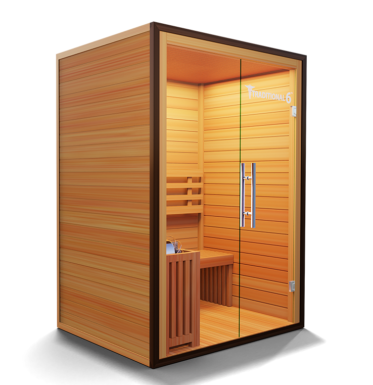 Traditional 6 Steam Sauna - 3 Person Capacity, Canadian Hemlock, Rapid Heating