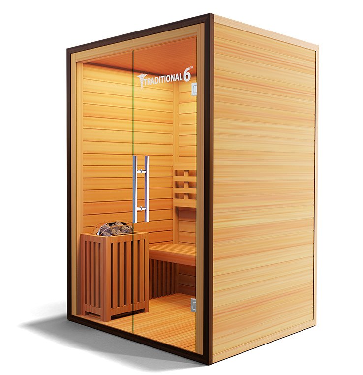 Traditional 6 Steam Sauna - 3 Person Capacity, Canadian Hemlock, Rapid Heating