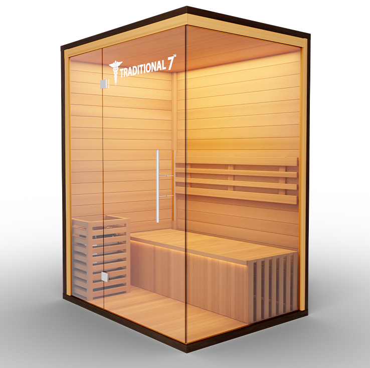 Traditional 7™ Sauna | 4-Person Hemlock Sauna with Rapid Heating & Medical Benefits