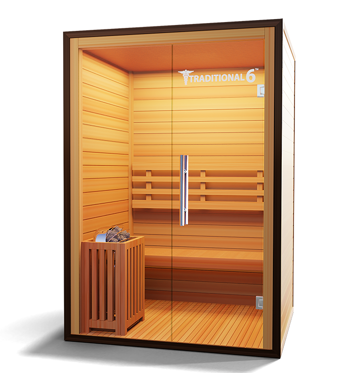 Traditional 6 Steam Sauna - 3 Person Capacity, Canadian Hemlock, Rapid Heating