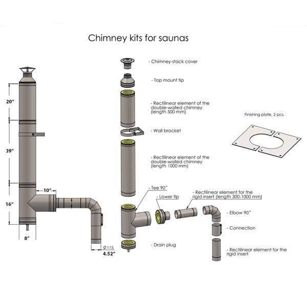 Chimney with Elbow for out the Back Wall (With Sauna)