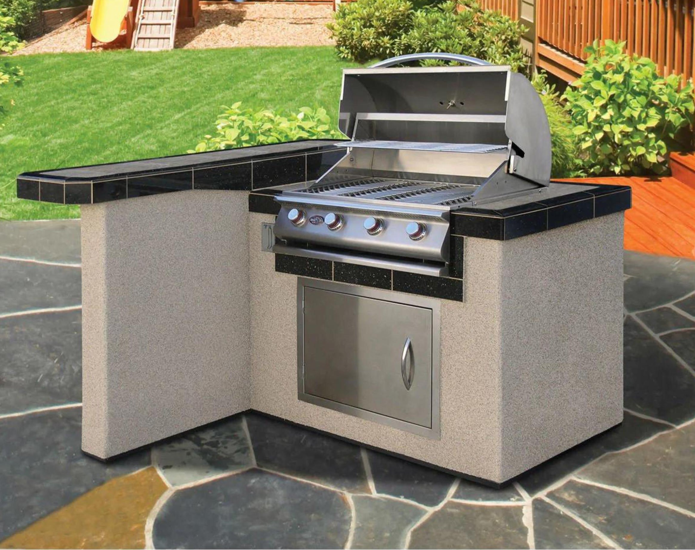 Cal Flame LBK-401 BBQ Island – Premium Stainless Steel Outdoor Kitchen with P4 Grill and Seating