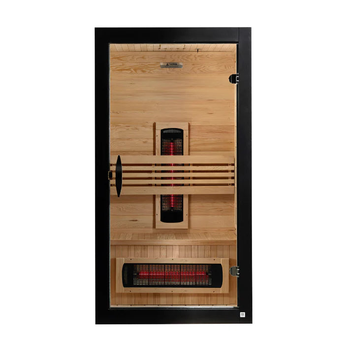 Dynamic Saunas Santorini 1–2 Person Full Spectrum Near Zero EMF Infrared Sauna Canadian Hemlock DYN-6009-03 FS