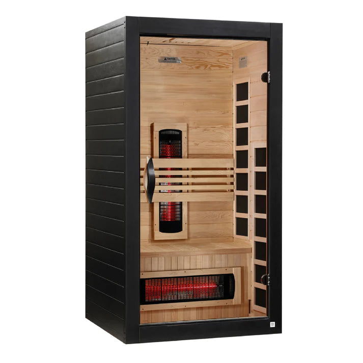 Dynamic Saunas Santorini 1–2 Person Full Spectrum Near Zero EMF Infrared Sauna Canadian Hemlock DYN-6009-03 FS