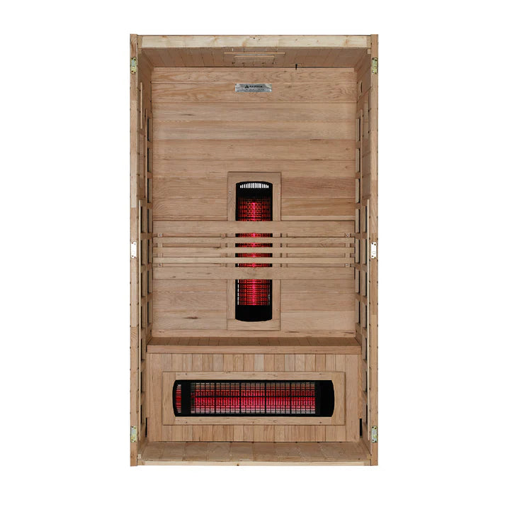 Dynamic Saunas Santorini 1–2 Person Full Spectrum Near Zero EMF Infrared Sauna Canadian Hemlock DYN-6009-03 FS