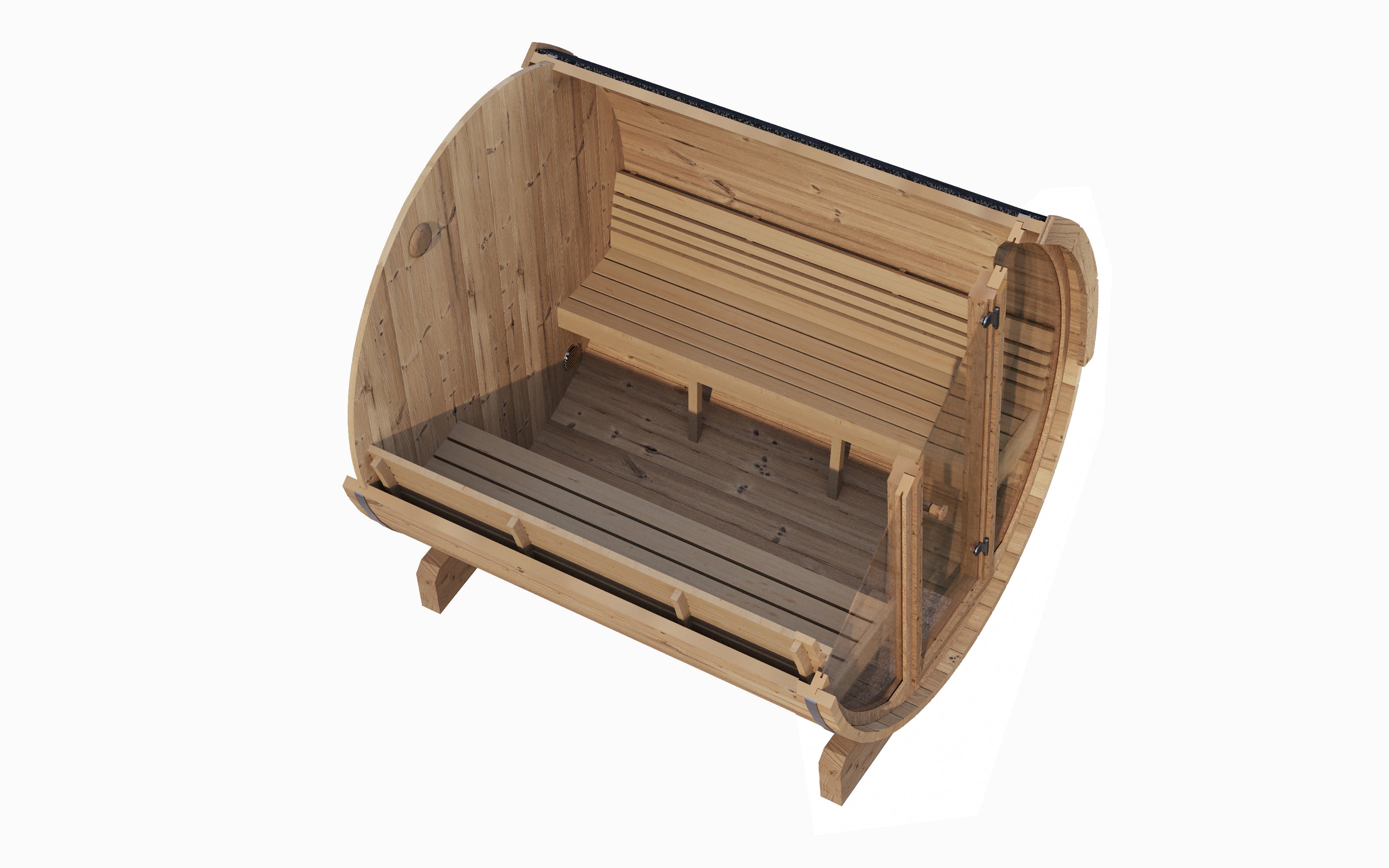 SaunaLife Model E8G Outdoor Barrel Sauna with Glass Front