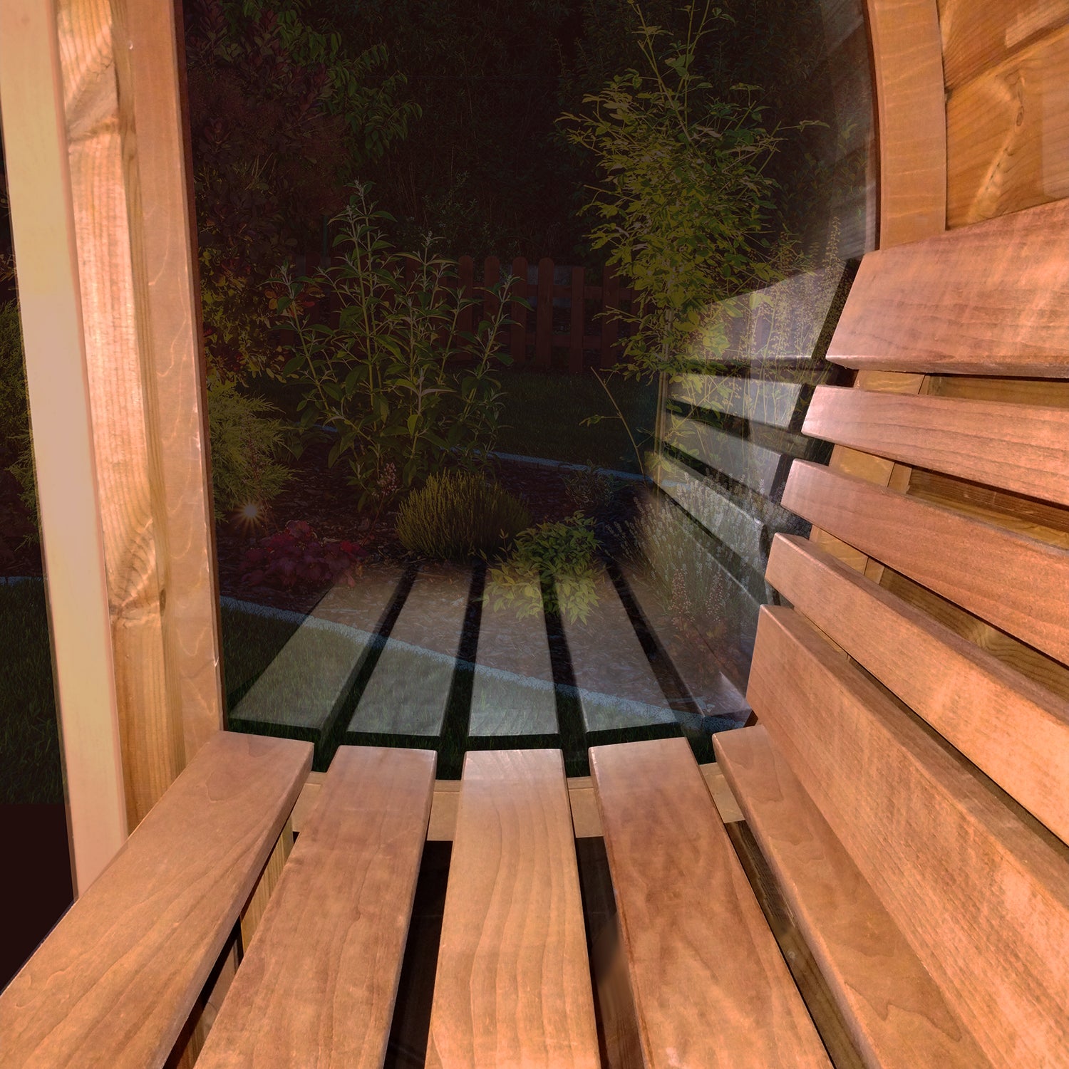 SaunaLife Model E8G Outdoor Barrel Sauna with Glass Front